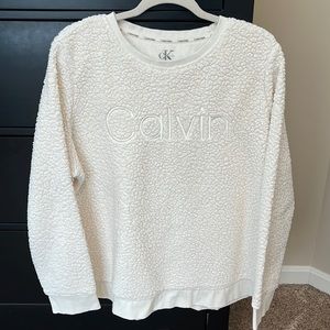 White/Cream Sherpa Calvin Klein Pullover
